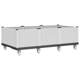 vidaXL Pflanzkasten mit Rollen Weiß 150x80x54 cm PP