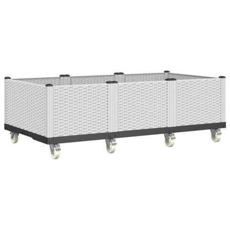 vidaXL Pflanzkasten mit Rollen Weiß 150x80x54 cm PP