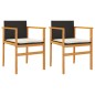 vidaXL Gartenstühle mit Kissen 2 Stk. Schwarz Poly Rattan Massivholz vidaXL Gartenstühle mit Kissen 2 Stk. Schwarz Poly Rattan Massivholz