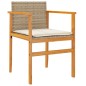 vidaXL Gartenstühle mit Kissen 2 Stk. Beige Poly Rattan Massivholz vidaXL Gartenstühle mit Kissen 2 Stk. Beige Poly Rattan Massivholz