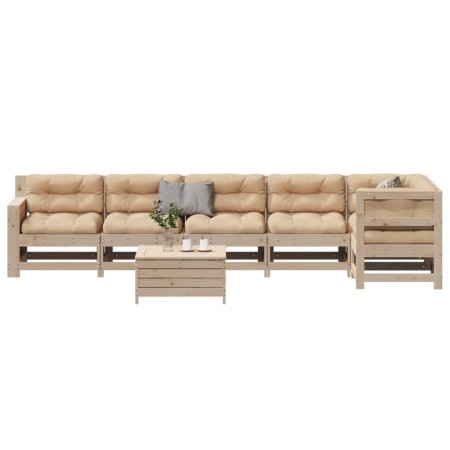 vidaXL 7-tlg. Garten-Lounge-Set mit Kissen Massivholz Kiefer