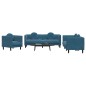 vidaXL 3-tlg. Sofagarnitur mit Kissen Blau Samt vidaXL 3-tlg. Sofagarnitur mit Kissen Blau Samt
