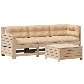 vidaXL 4-tlg. Garten-Lounge-Set mit Kissen Massivholz Kiefer