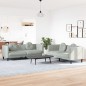 vidaXL 2-tlg. Sofagarnitur mit Kissen Hellgrau Samt vidaXL 2-tlg. Sofagarnitur mit Kissen Hellgrau Samt