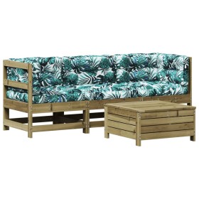 vidaXL 4-tlg. Garten-Lounge-Set mit Kissen Kiefernholz Imprägniert