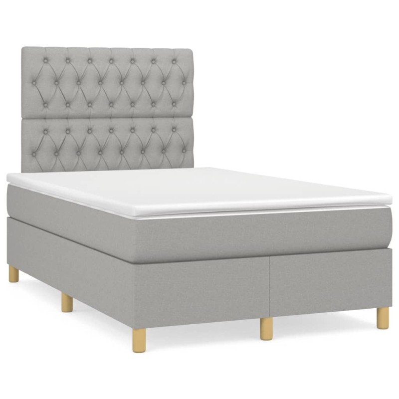 vidaXL Boxspringbett mit Matratze Hellgrau 120x190 cm Stoff vidaXL Boxspringbett mit Matratze Hellgrau 120x190 cm Stoff