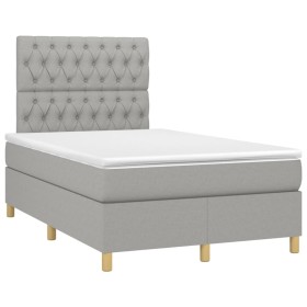 vidaXL Boxspringbett mit Matratze Hellgrau 120x190 cm Stoff