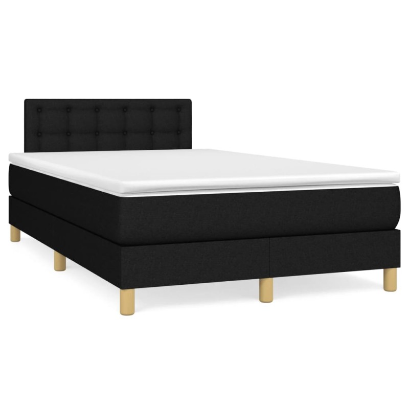 vidaXL Boxspringbett mit Matratze Schwarz 120x190 cm Stoff vidaXL Boxspringbett mit Matratze Schwarz 120x190 cm Stoff