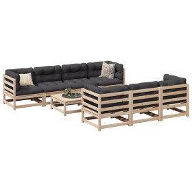 vidaXL 8-tlg. Garten-Sofagarnitur mit Kissen Massivholz Kiefer