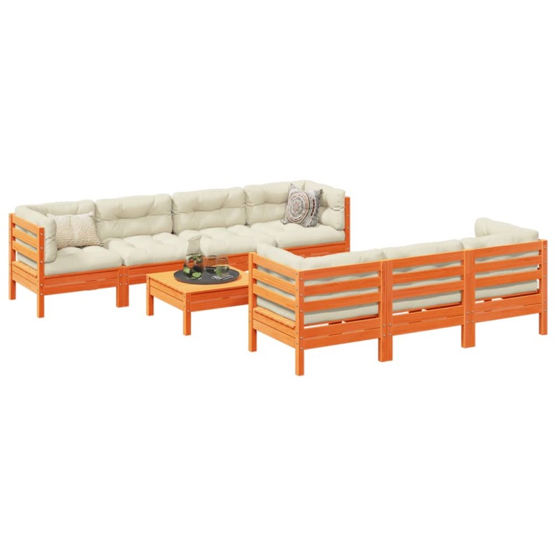 vidaXL 8-tlg. Garten-Sofagarnitur mit Kissen Wachsbraun Kiefernholz vidaXL 8-tlg. Garten-Sofagarnitur mit Kissen Wachsbraun Kiefernholz