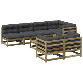 vidaXL 8-tlg. Garten-Sofagarnitur mit Kissen Kiefernholz Imprägniert