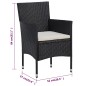 vidaXL 3-tlg. Garten-Essgruppe mit Kissen Schwarz vidaXL 3-tlg. Garten-Essgruppe mit Kissen Schwarz