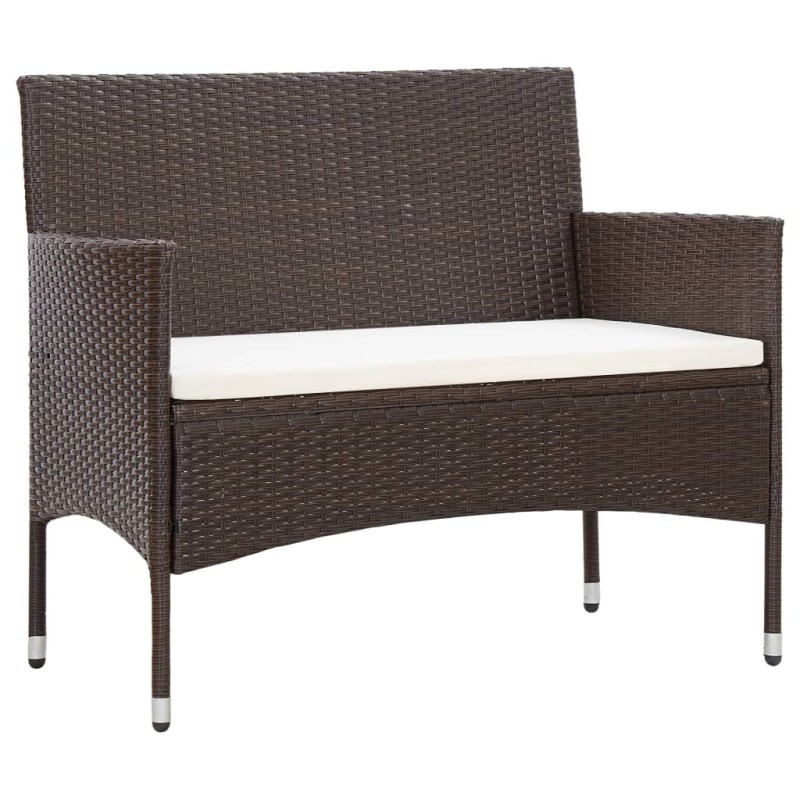 vidaXL Gartenbank mit Kissen Poly Rattan Braun vidaXL Gartenbank mit Kissen Poly Rattan Braun