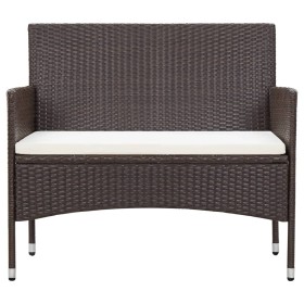 vidaXL Gartenbank mit Kissen Poly Rattan Braun