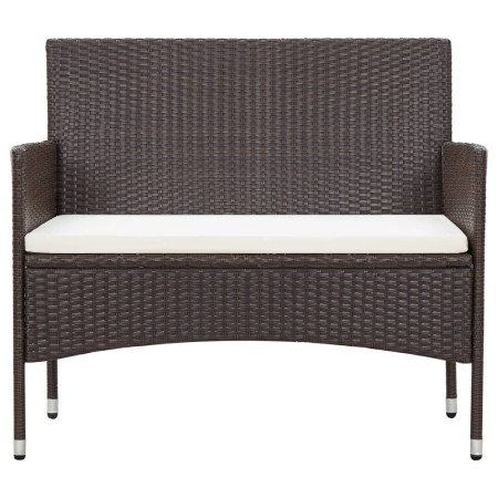 vidaXL Gartenbank mit Kissen Poly Rattan Braun