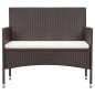 vidaXL Gartenbank mit Kissen Poly Rattan Braun vidaXL Gartenbank mit Kissen Poly Rattan Braun
