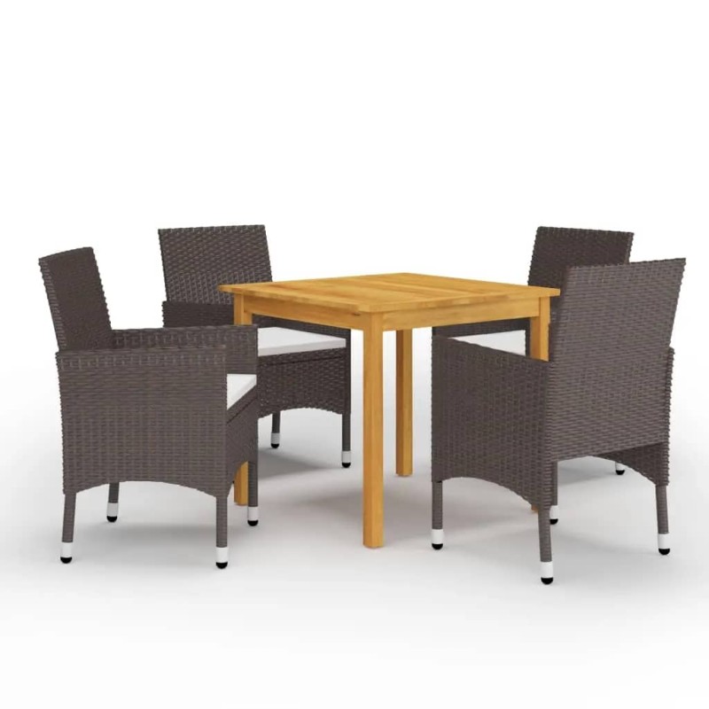 vidaXL 5-tlg. Garten-Essgruppe mit Kissen Braun vidaXL 5-tlg. Garten-Essgruppe mit Kissen Braun