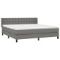 vidaXL Boxspringbett mit Matratze Dunkelgrau 180x200 cm Stoff vidaXL Boxspringbett mit Matratze Dunkelgrau 180x200 cm Stoff