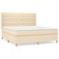 vidaXL Boxspringbett mit Matratze Creme 180x200 cm Stoff vidaXL Boxspringbett mit Matratze Creme 180x200 cm Stoff