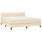 vidaXL Boxspringbett mit Matratze & LED Creme 160x200 cm Stoff vidaXL Boxspringbett mit Matratze & LED Creme 160x200 cm Stoff