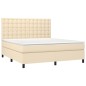 vidaXL Boxspringbett mit Matratze & LED Creme 160x200 cm Stoff vidaXL Boxspringbett mit Matratze & LED Creme 160x200 cm Stoff