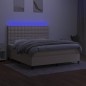 vidaXL Boxspringbett mit Matratze & LED Creme 160x200 cm Stoff vidaXL Boxspringbett mit Matratze & LED Creme 160x200 cm Stoff