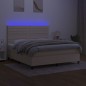 vidaXL Boxspringbett mit Matratze & LED Creme 180x200 cm Stoff vidaXL Boxspringbett mit Matratze & LED Creme 180x200 cm Stoff