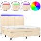 vidaXL Boxspringbett mit Matratze & LED Creme 180x200 cm Stoff vidaXL Boxspringbett mit Matratze & LED Creme 180x200 cm Stoff