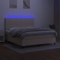 vidaXL Boxspringbett mit Matratze & LED Creme 180x200 cm Stoff vidaXL Boxspringbett mit Matratze & LED Creme 180x200 cm Stoff