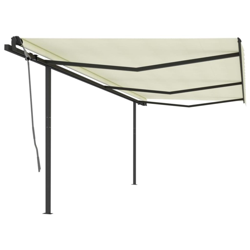 vidaXL Markise Automatisch Einziehbar mit Pfosten 6x3 m Creme vidaXL Markise Automatisch Einziehbar mit Pfosten 6x3 m Creme