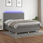 vidaXL Boxspringbett mit Matratze & LED Dunkelgrau 180x200 cm Stoff vidaXL Boxspringbett mit Matratze & LED Dunkelgrau 180x200 cm Stoff