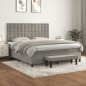 vidaXL Boxspringbett mit Matratze Hellgrau 180x200 cm Samt vidaXL Boxspringbett mit Matratze Hellgrau 180x200 cm Samt