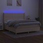 vidaXL Boxspringbett mit Matratze & LED Creme 180x200 cm Stoff vidaXL Boxspringbett mit Matratze & LED Creme 180x200 cm Stoff