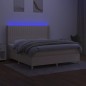 vidaXL Boxspringbett mit Matratze & LED Creme 180x200 cm Stoff vidaXL Boxspringbett mit Matratze & LED Creme 180x200 cm Stoff
