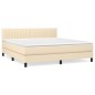 vidaXL Boxspringbett mit Matratze Creme 160x200 cm Stoff vidaXL Boxspringbett mit Matratze Creme 160x200 cm Stoff