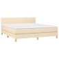 vidaXL Boxspringbett mit Matratze Creme 180x200 cm Stoff vidaXL Boxspringbett mit Matratze Creme 180x200 cm Stoff