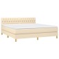 vidaXL Boxspringbett mit Matratze Creme 180x200 cm Stoff vidaXL Boxspringbett mit Matratze Creme 180x200 cm Stoff