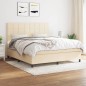vidaXL Boxspringbett mit Matratze Creme 160x200 cm Stoff vidaXL Boxspringbett mit Matratze Creme 160x200 cm Stoff