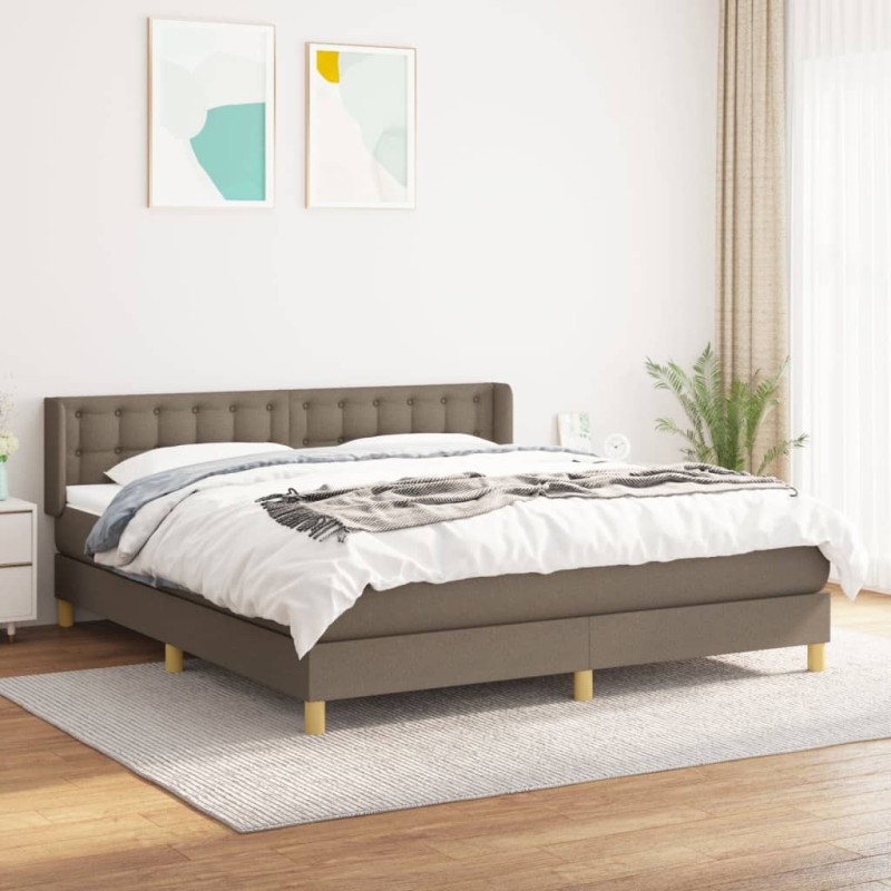 vidaXL Boxspringbett mit Matratze Taupe 180x200 cm Stoff vidaXL Boxspringbett mit Matratze Taupe 180x200 cm Stoff