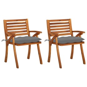 vidaXL Garten-Essstühle mit Kissen 2 Stk. Massivholz Akazie 