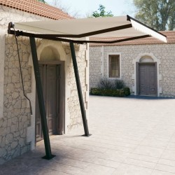 vidaXL Markise Manuell Einziehbar mit Pfosten 3,5x2,5 m Creme