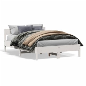 vidaXL Massivholzbett ohne Matratze Weiß 140x190 cm Kiefernholz