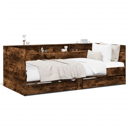 vidaXL Tagesbett mit Schubladen Räuchereiche 100x200 cm Holzwerkstoff