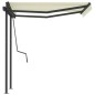 vidaXL Markise Manuell Einziehbar mit Pfosten 3,5x2,5 m Creme vidaXL Markise Manuell Einziehbar mit Pfosten 3,5x2,5 m Creme