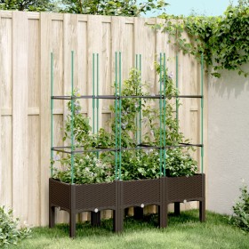 vidaXL Pflanzkübel mit Rankgitter Braun 120x40x142,5 cm PP