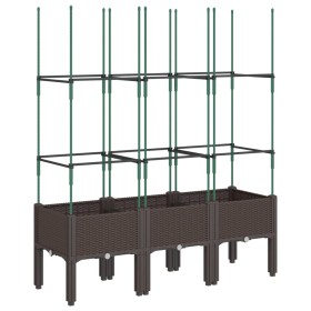 vidaXL Pflanzkübel mit Rankgitter Braun 120x40x142,5 cm PP