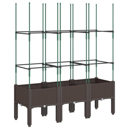 vidaXL Pflanzkübel mit Rankgitter Braun 120x40x142,5 cm PP
