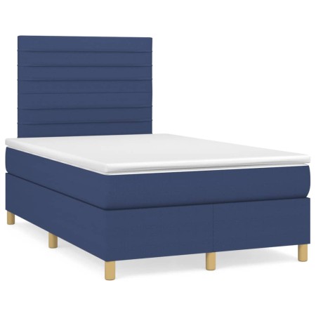 vidaXL Boxspringbett mit Matratze Blau 120x190 cm Stoff