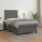 vidaXL Boxspringbett mit Matratze Grau 120x190 cm Kunstleder vidaXL Boxspringbett mit Matratze Grau 120x190 cm Kunstleder