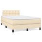 vidaXL Boxspringbett mit Matratze & LED Creme 120x190 cm Stoff vidaXL Boxspringbett mit Matratze & LED Creme 120x190 cm Stoff